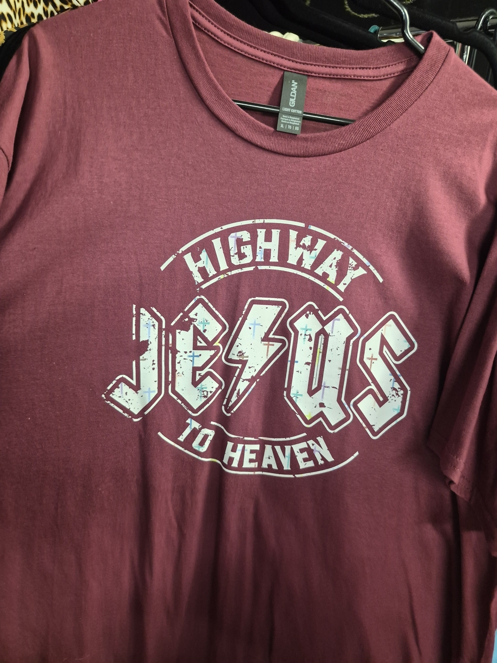 Gildan Unisex Maroon 'Highway to Heaven' Graphic Tee